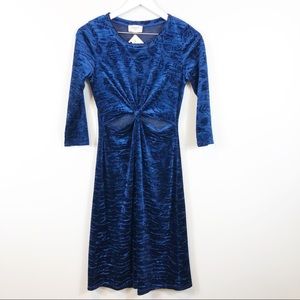 Anthropologie Everly Blue Velvet Dress S NWT